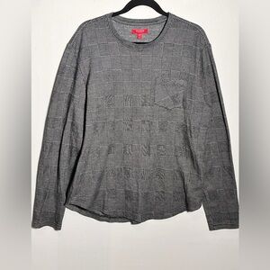 Guess Black and White Checkered Long Sleeve Shirt Large